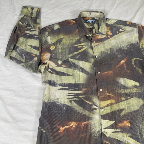 Lanzino Mens Multicolor Polyester Long Sleeve Button Up Shirt Size 4XL - Picture 3 of 12